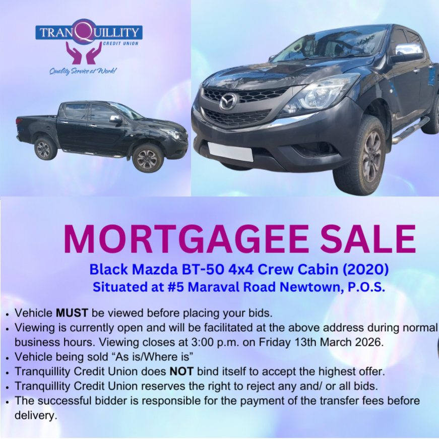 Vehicle For Sale by Mortgagee
